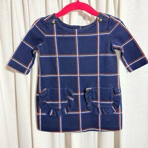Janie and Jack Navy Plaid Ruffle Pocket Kids Dress